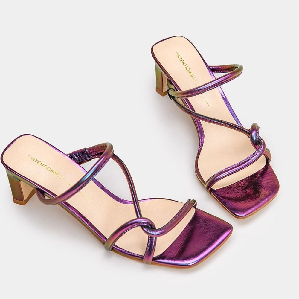 Intentionally Blank Willow Slide Sandal, Purple Metallic, Size 9